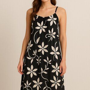 Secret Beach Black & White Floral Maxi Dress - One Size - Handmade in Indonesia